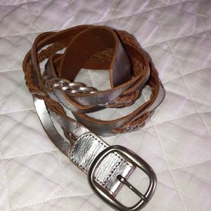 Fossil silver leather belt S